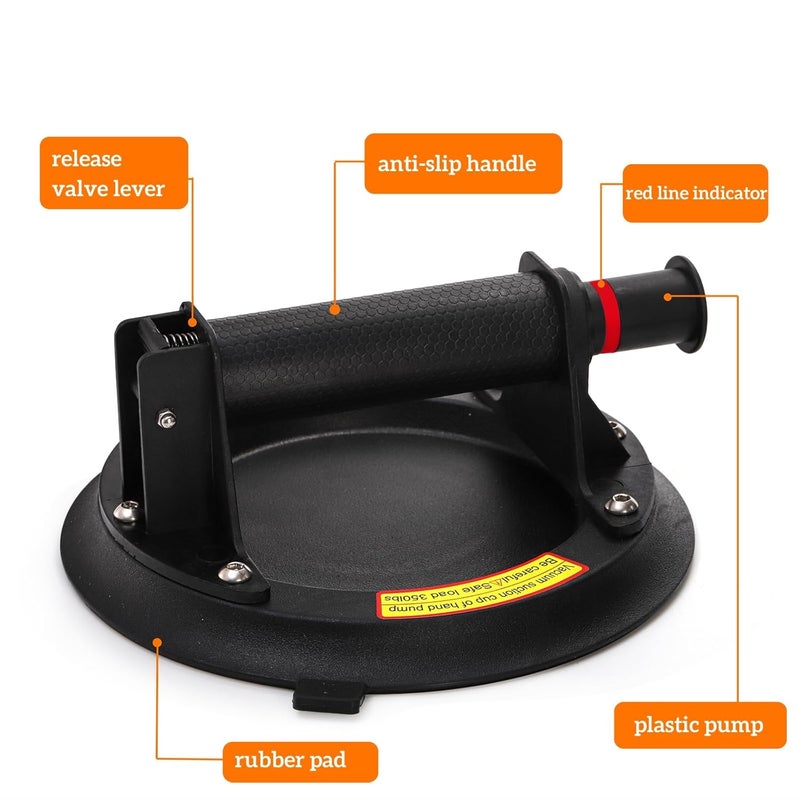 Goaste 2 Pack 8" Glass Suction Cups to Lift Large Glass, Vacuum Suction Cups Lifter with Handle, Heavy Duty Tile Suction Cup Tool for Granite, Glasses, Tile, Window Replacement, 440lbs Load Capacity - Image 3